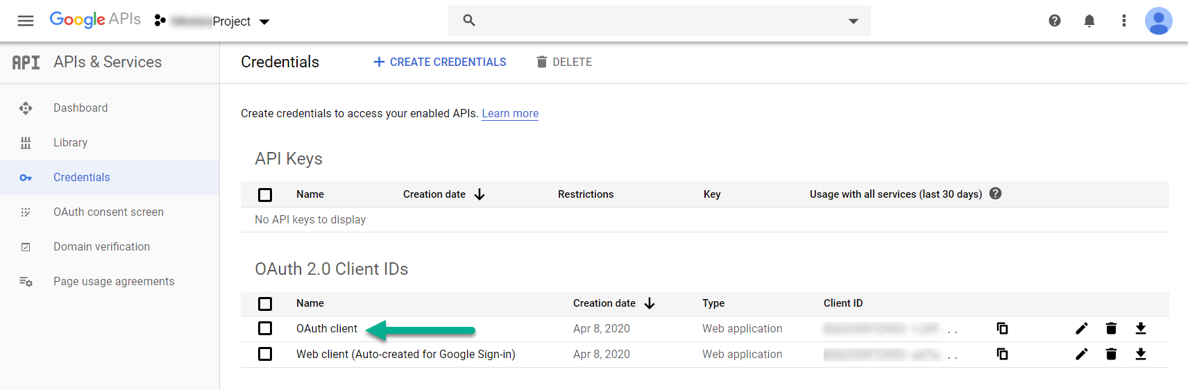 'Credentials page' image