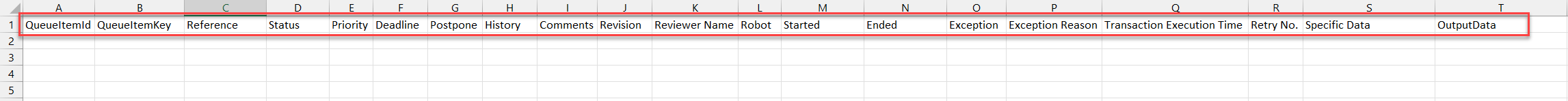 CSV file example