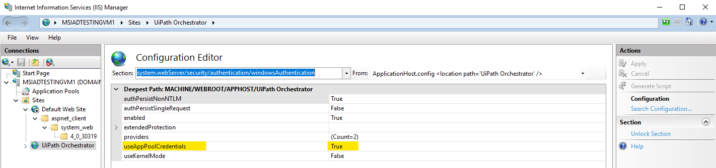 Bild „Internet Information Services Manager“