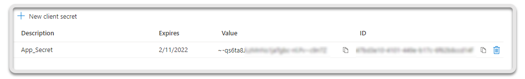 'New client secret' image