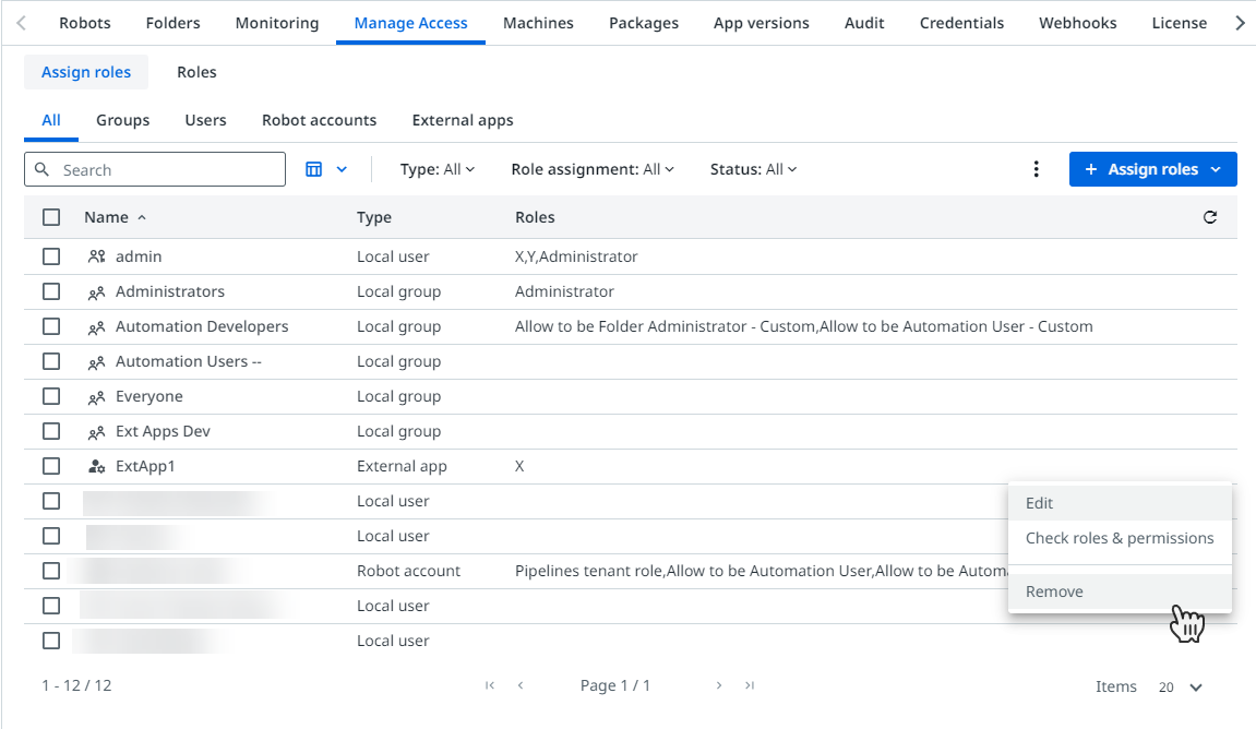 Image « Suppression d'applications externes d'un locataire »