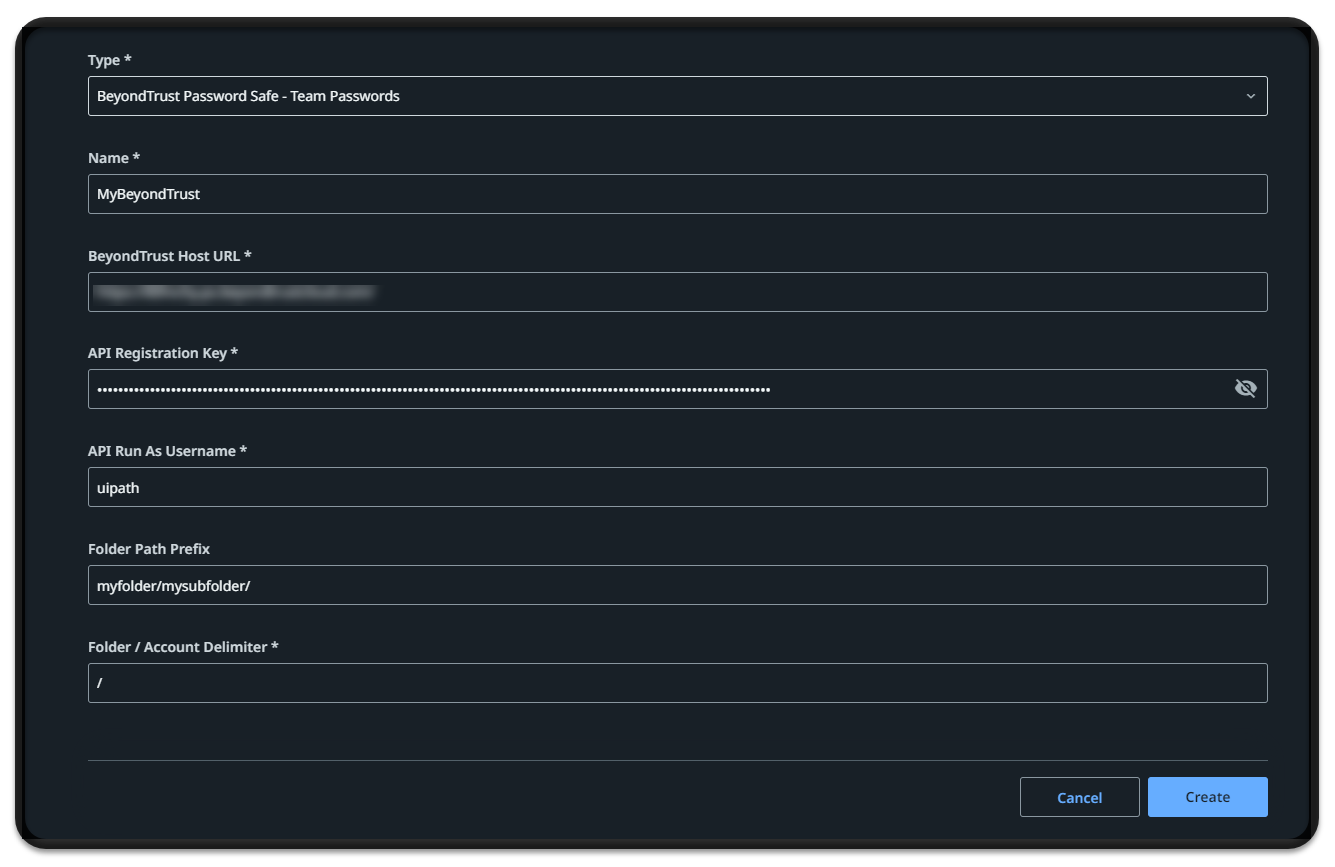 Screenshot der Seite „Speicher für Zugangsdaten hinzufügen“