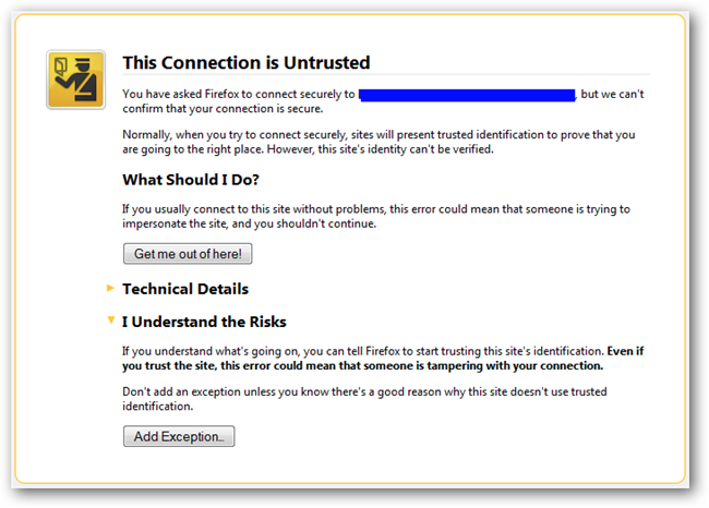 “添加异常”按钮的屏幕截图