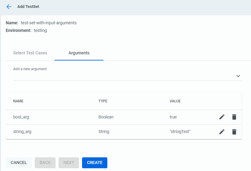 [引数] タブのスクリーンショット