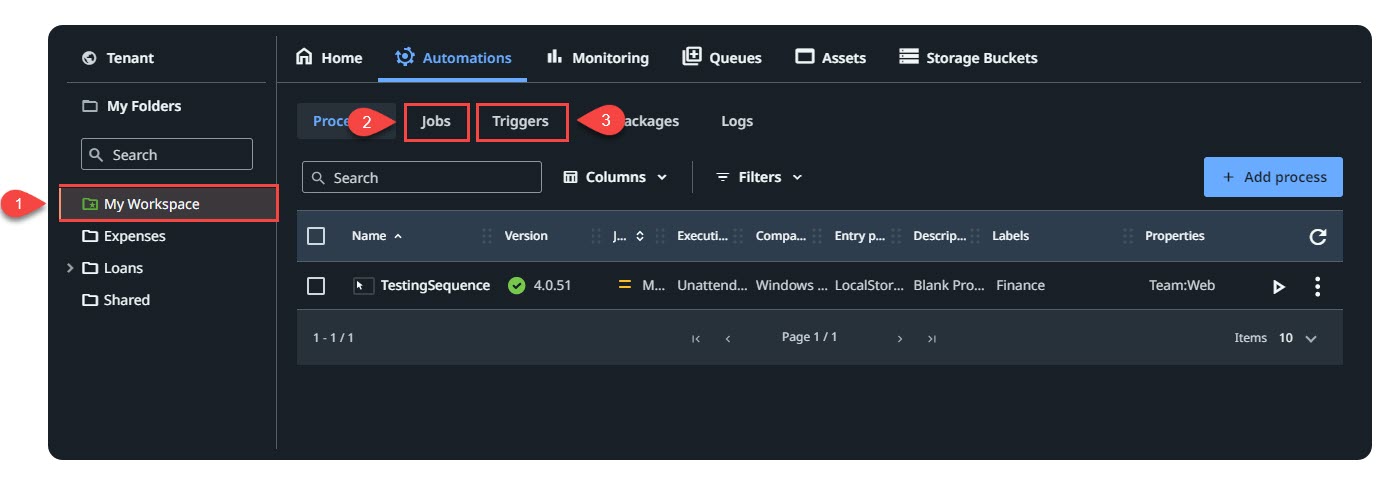Screenshot der Automatisierungsoberfläche