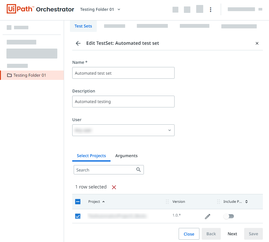 Screenshot of the Edit project version page