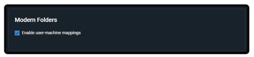 Screenshot of the Enable user-machine mappings toggle
