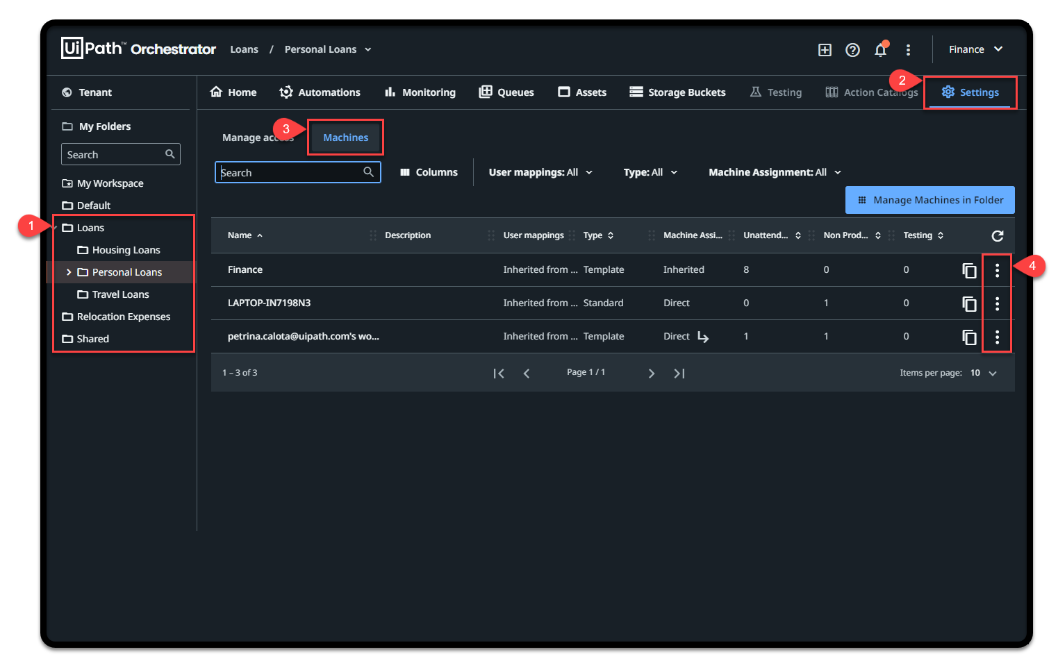 Captura de pantalla del contexto de la carpeta