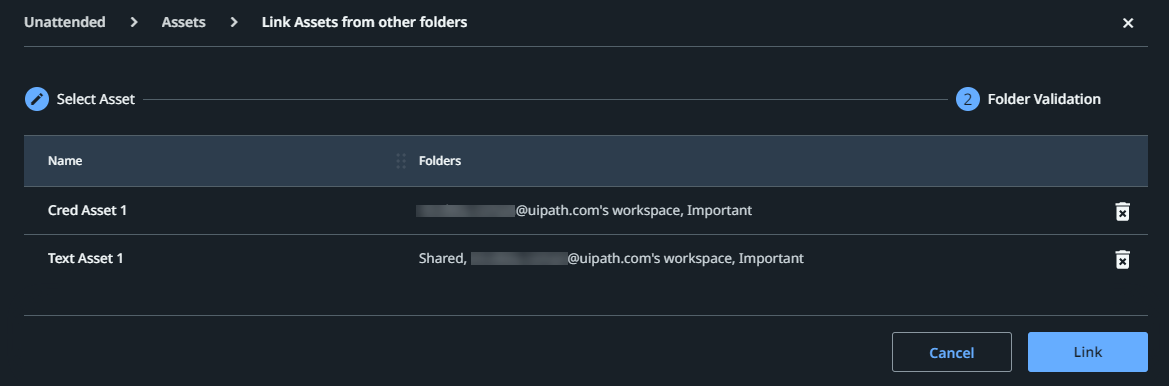 Screenshot der Seite „Ordnervalidierung“