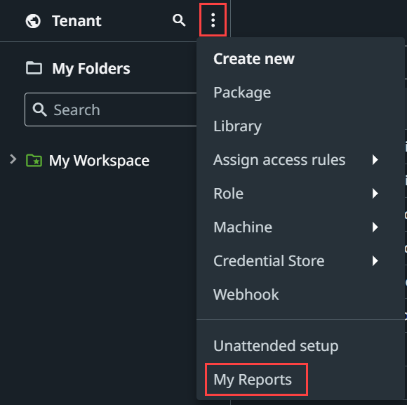 Screenshot of the My reports icon
