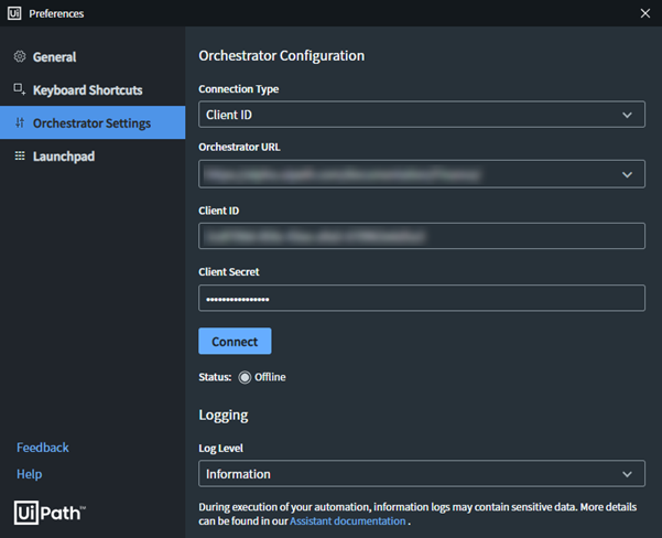 Screenshot der Konfigurationsoberfläche des Orchestrators
