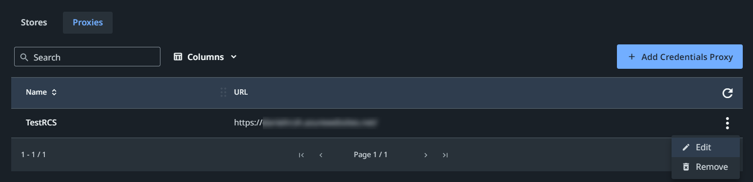 Captura de pantalla de la pestaña Proxies