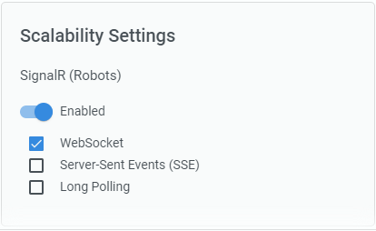 Capture d'écran de la fenêtre Paramètres d'évolutivité