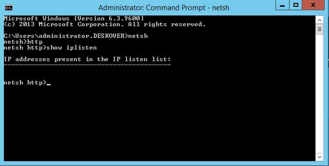 Screenshot of the show iplisten command