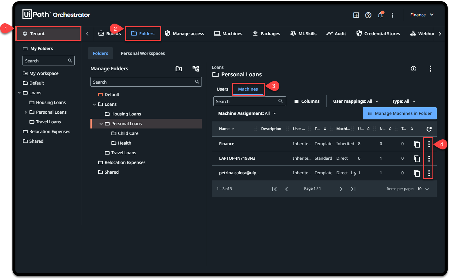 Captura de pantalla del contexto de tenant