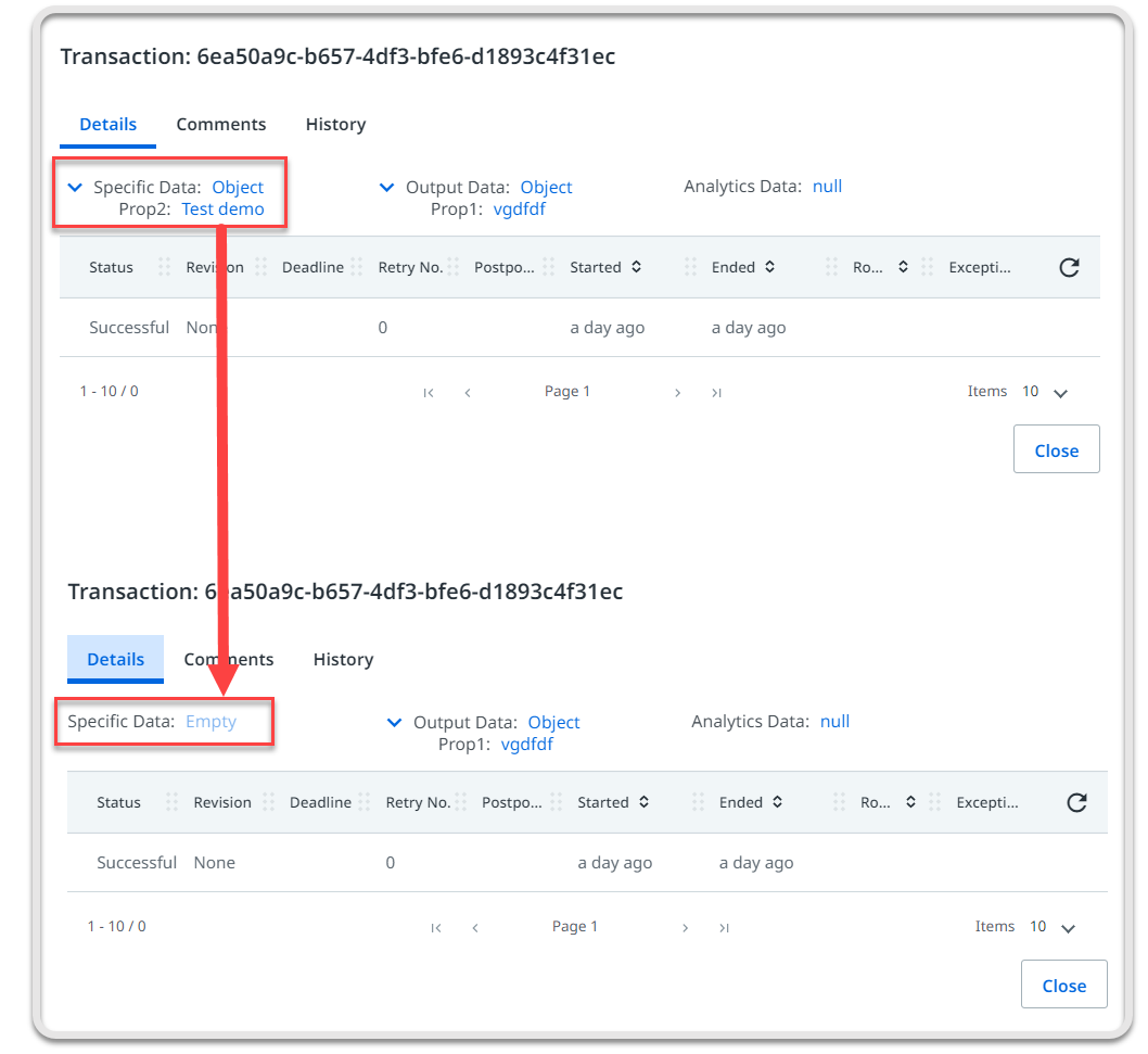 Screenshot der Oberfläche „Transaktionsdetails“
