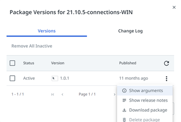 [バージョン] タブのスクリーンショット