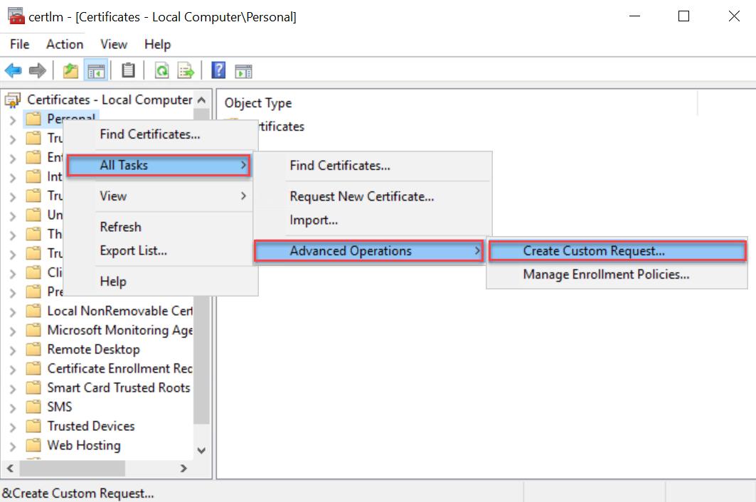 “创建自定义请求”按钮的屏幕截图