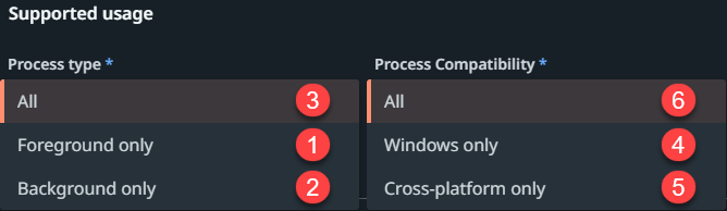 Section Supported usage (Utilisation prise en charge) dans l'écran Edit machine (Modifier la machine)