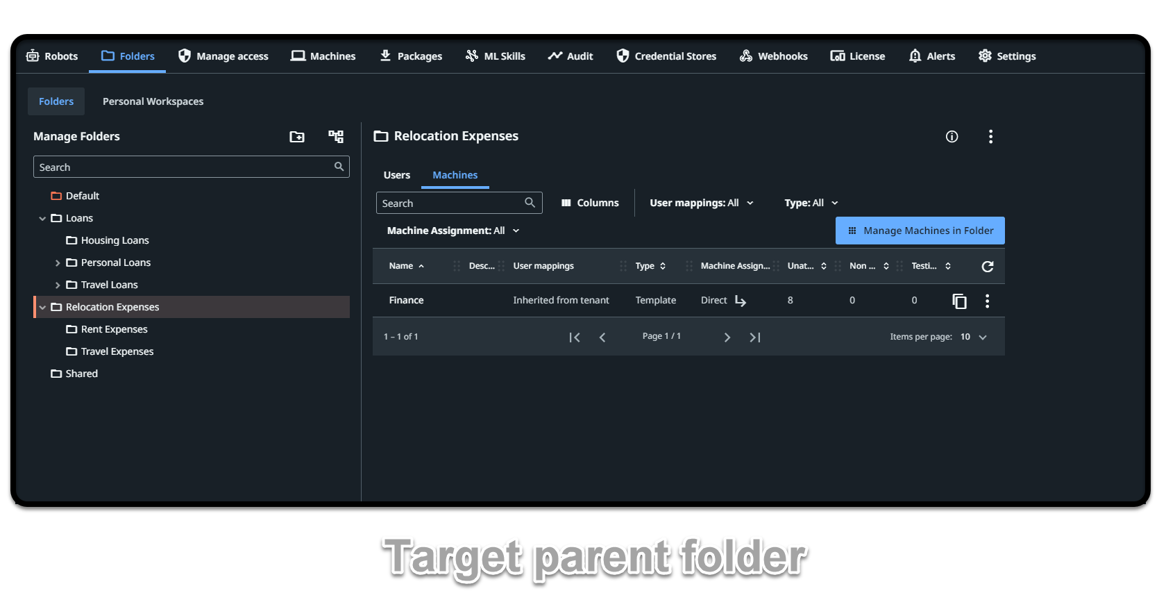 CarpetaPrincipal de destino