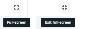 Full-screen and exit full-screem buttons