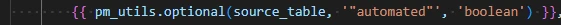 Exemple de code jinja appelant pm_utils.Optional() Macro