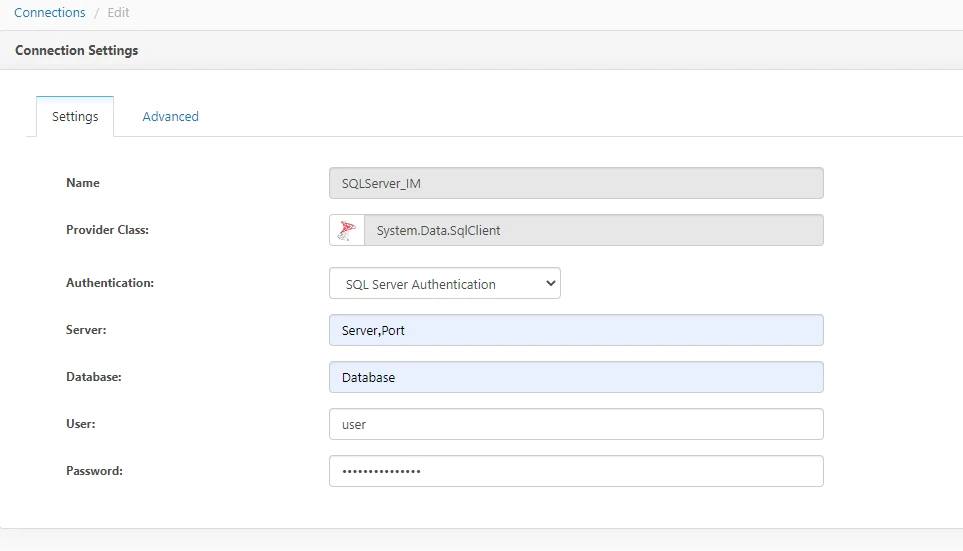 Configurações de conexão