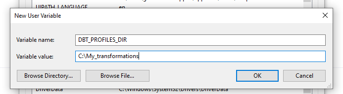 Create new user variable