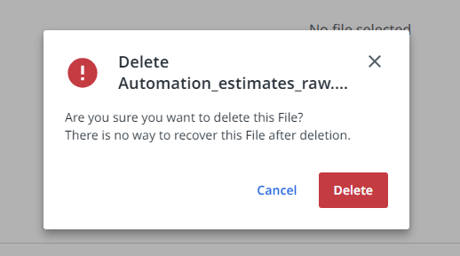 Delete file confirmation message