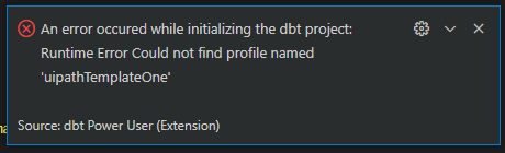 Example error message