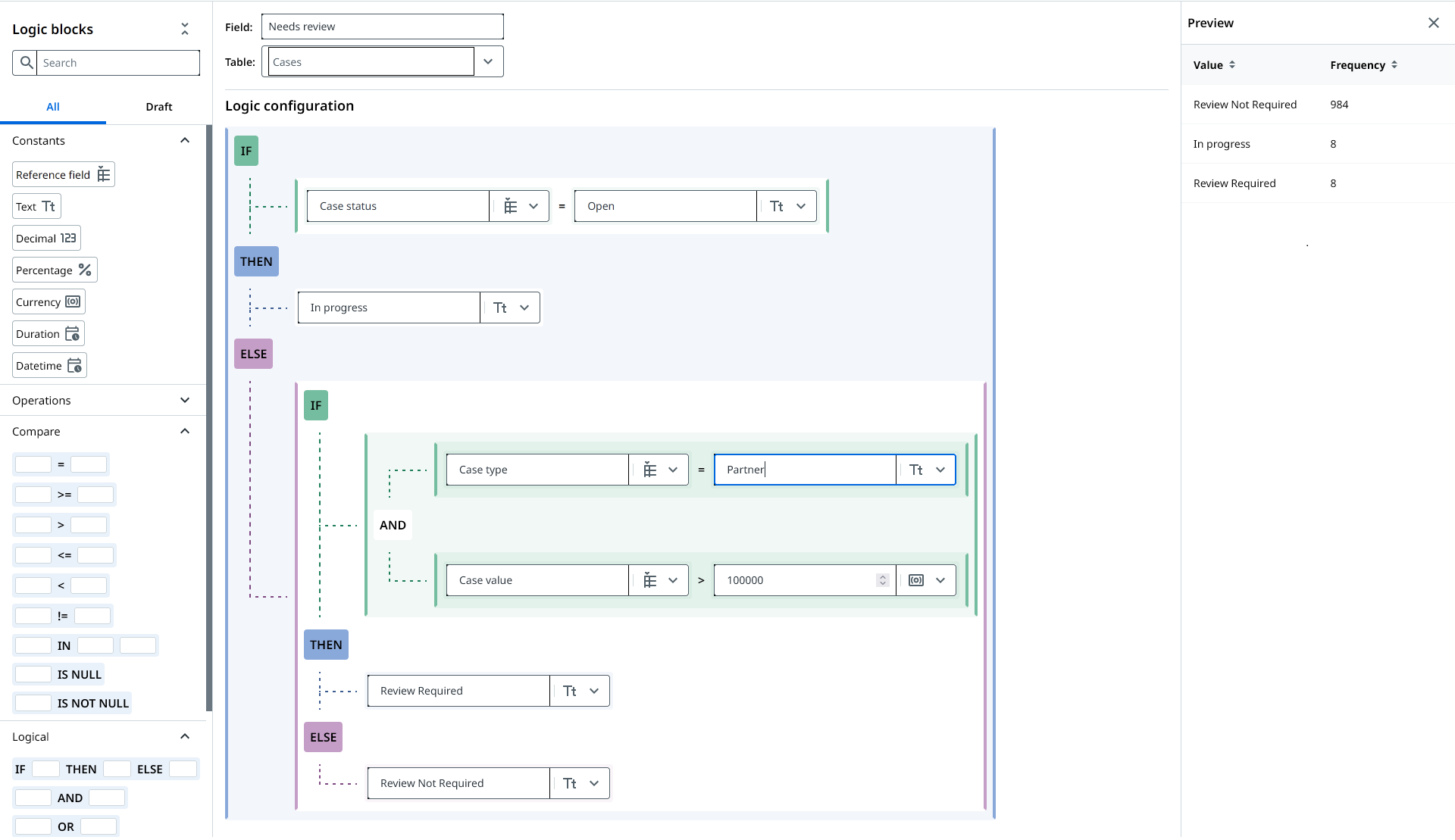 Logic configuration editor