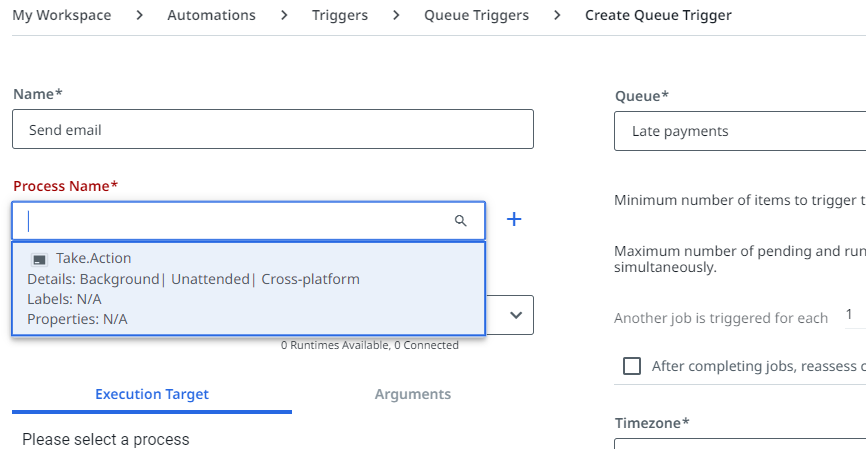 Select automation workflow