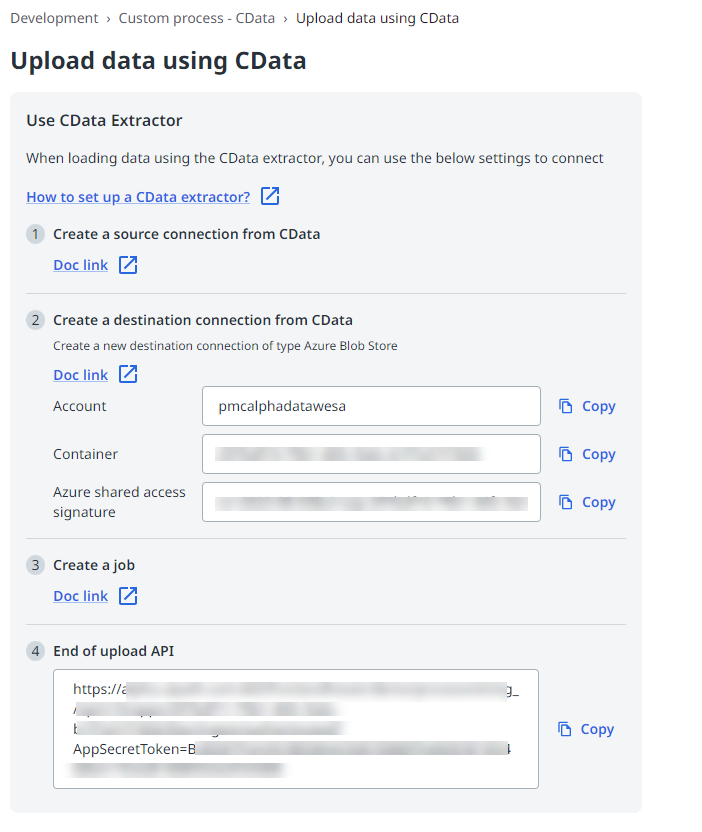 Upload data using CData screen
