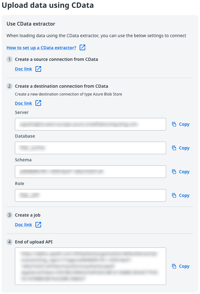 Upload data using CData screen
