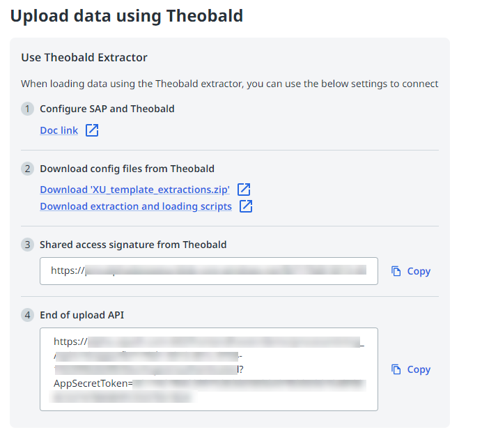 Upload data using Theobald screen