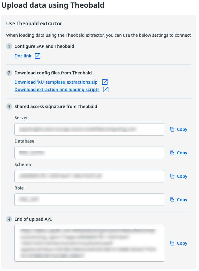 Upload data using Theobald screen