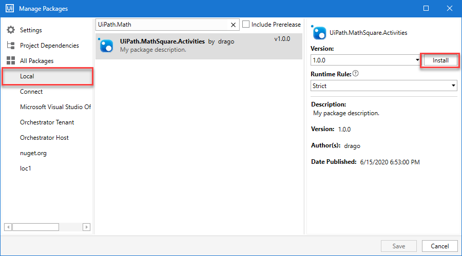 Sua atividade personalizada no UiPath Studio.