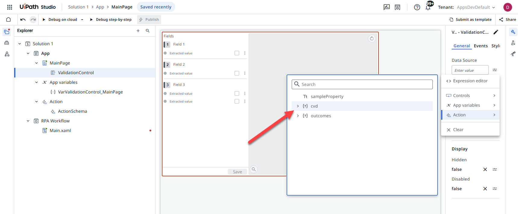 RPA-Workflow mit Dokumentvalidierungsartefakt