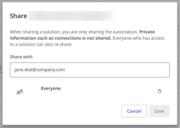 Solution collaborators panel