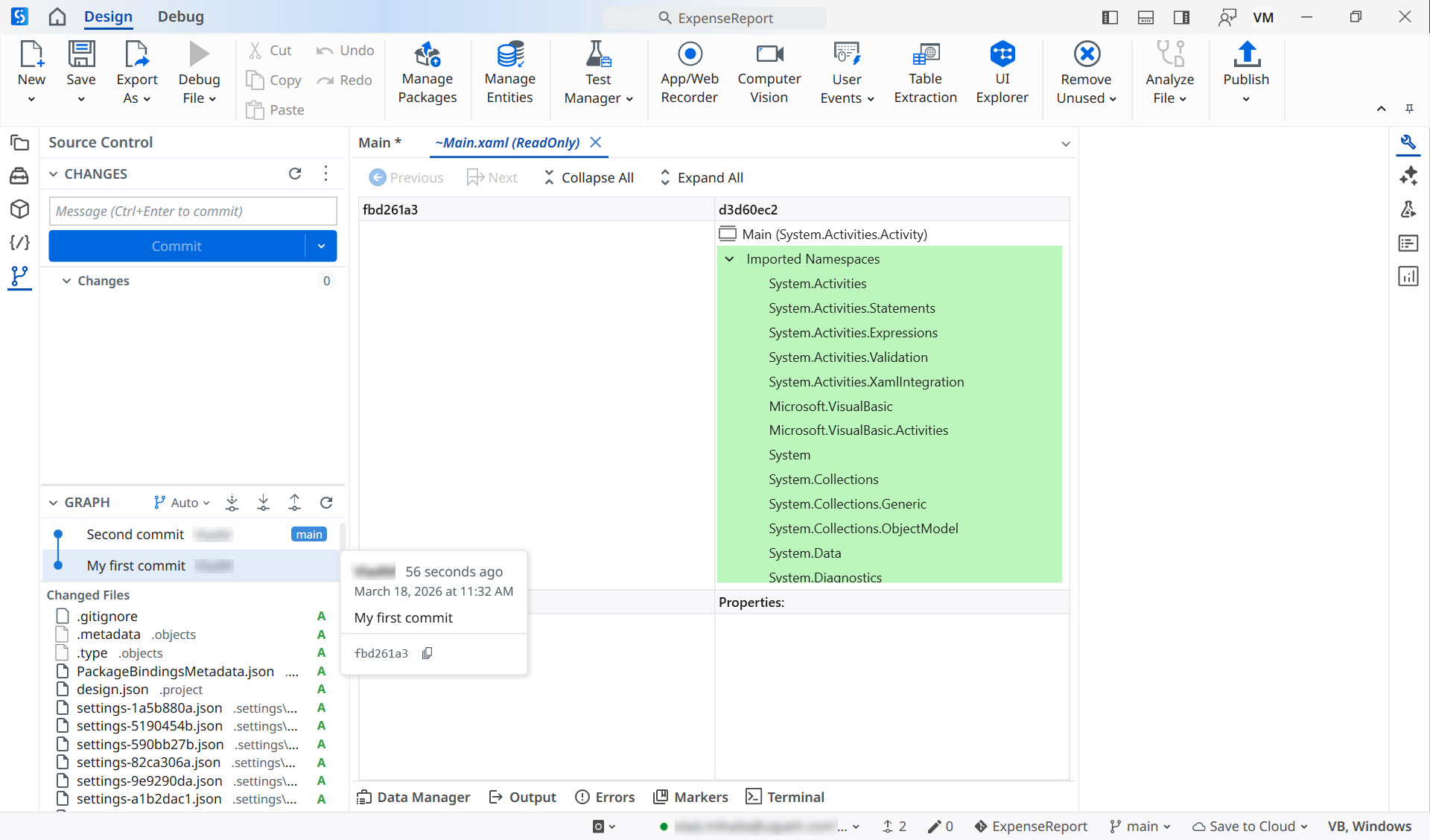 The Source Control Panel