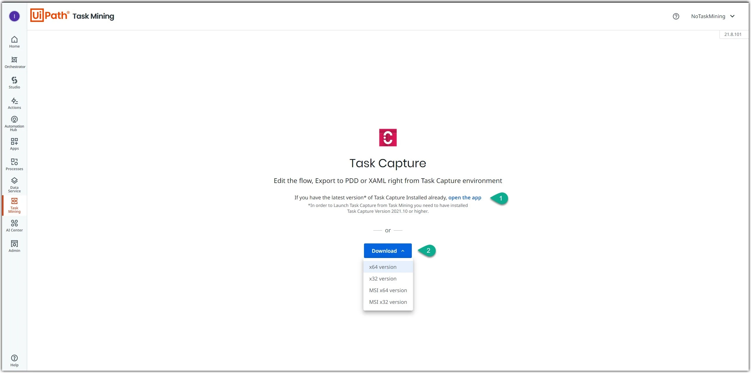 打开 Task Capture 或下载应用程序
