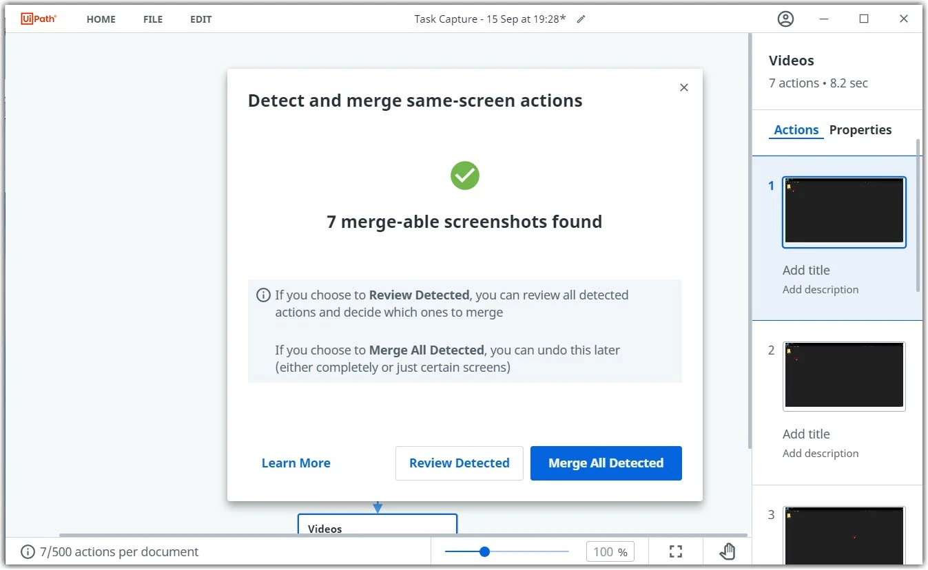 Mesclar tudo botão Detectado