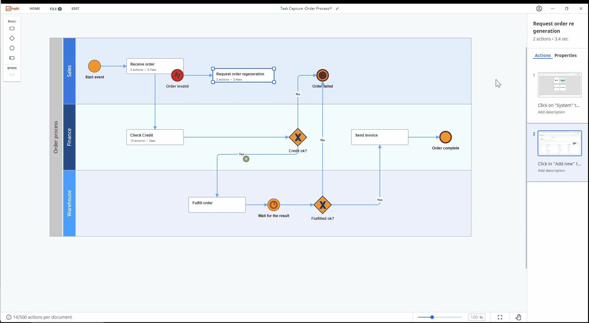 Updating actions