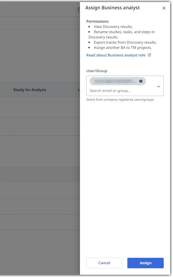 Die Seite „Business Analyst“ zuweisen