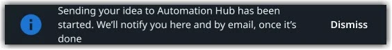 Enviar para mensagem de notificação do Automation Hub