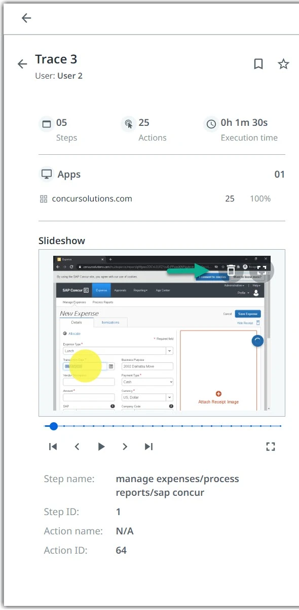 Löschen eines Screenshots in einer Ablaufverfolgung