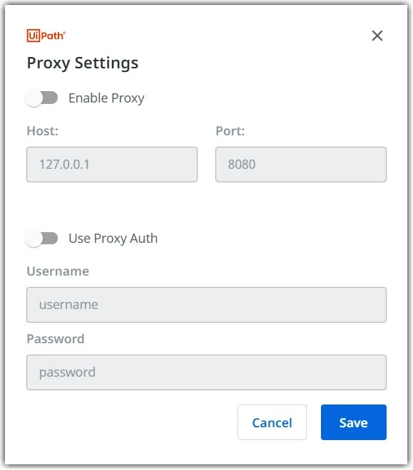 Configurações de Proxy
