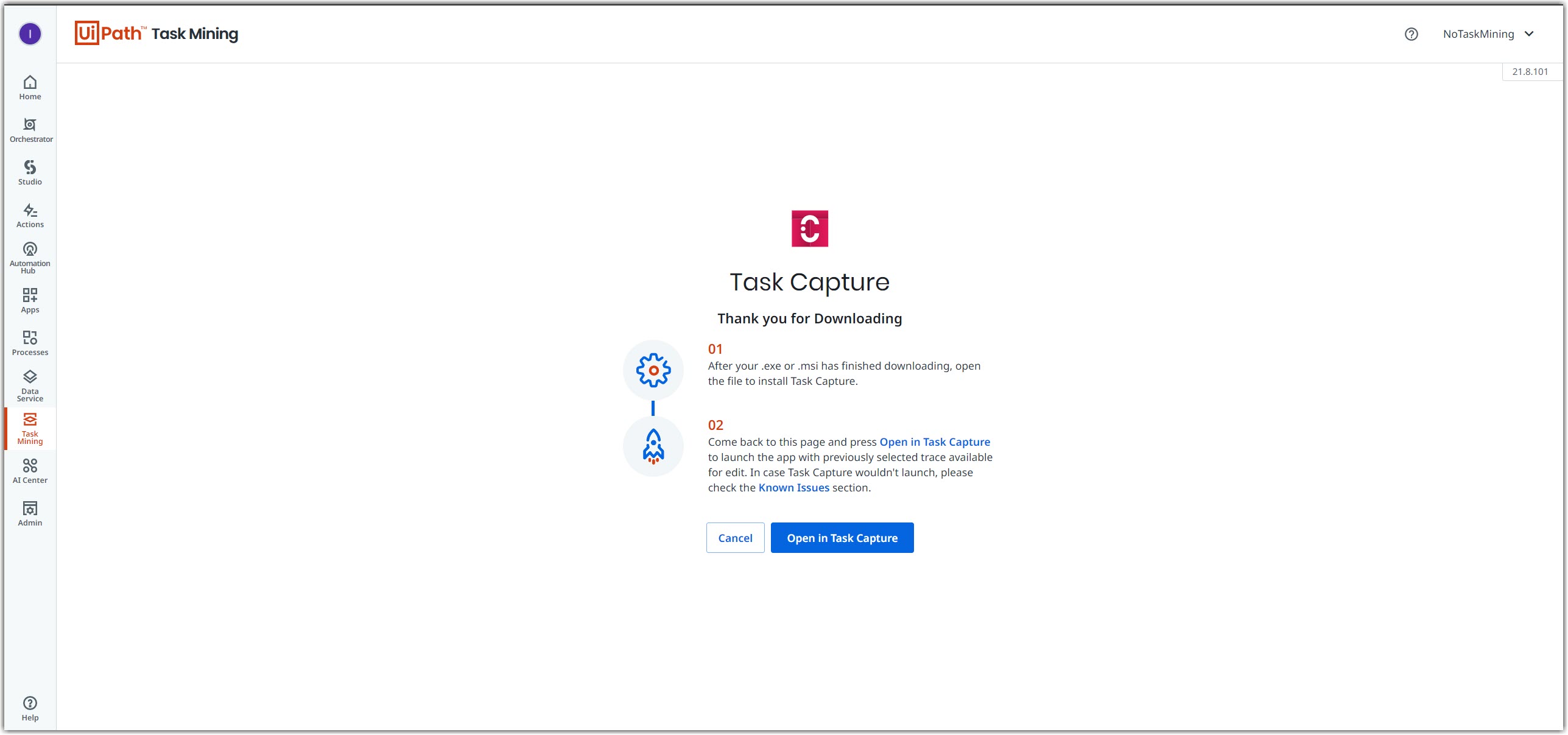 Downloading Task Capture