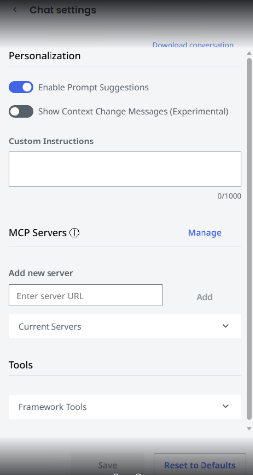 Configuración de chat de Autopilot