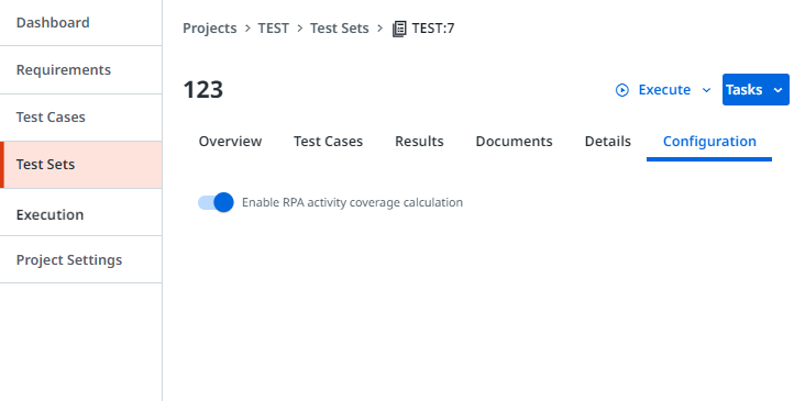 Enable RPA activity coverage calculation setting enabled